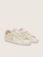 Women's Super-Star in worn white leather with tone-on-tone star - Image 2