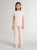 Girls' pink T-shirt with pink print on the front - Image 2