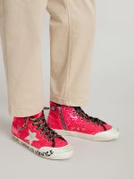 Junior Francy in sequins with ice-gray suede star and animal-print laces - Image 3