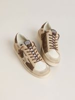Women's Stardan in military-green suede and beige pony skin with beige suede star - Image 2