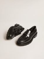 Women's chunky loafers in studded black leather - Image 2