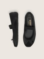 ��toile ballet flats in black satin with black embroidered star and elastic strap - Image 3