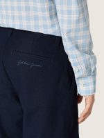 Journey unisex chinos in blue cotton canvas with embroidered logo - Image 4