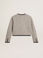 Women's grey wool and silk jacket with black suede trim - Image 6