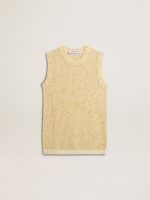 Mesh knit top with sequins and contrasting details