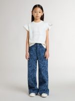 Girls' T-shirt with ruffled sleeves with lettering and embroidery - Image 5