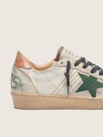 Men's Ball Star LTD in white pony skin and gray suede with green star - Image 4