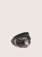Women's belt in black leather with studs