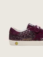 Junior Old School in burgundy glitter with burgundy suede star and heel tab - Image 4