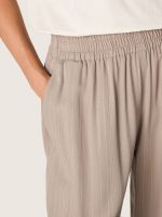 Women's pants in gray wool blend with pinstripe motif and elasticated waist - Image 4