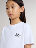 Kids' white cotton T-shirt with silver print - Image 3