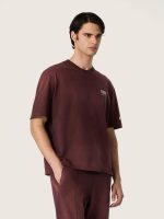 Unisex T-shirt in burgundy cotton jersey with logo - Image 5