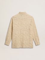 Oversized shirt in cream-colored see-through lace - Image 6