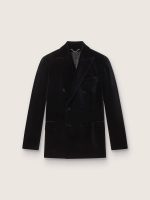 Men's double-breasted blazer in black velvet with black satin lapels