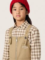 Girls' beige cotton jumper dress with embroidery - Image 3