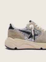 Women's Running Sole in silver glitter and dove gray suede - Image 4