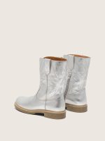 Junior Wish boots in silver metallic leather with star embroidery - Image 3