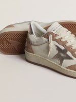Ball Star LTD in white nappa leather and old rose suede with metallic silver leather star and heel tab - Image 3