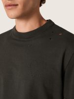 Men's T-shirt in anthracite cotton jersey with perforated heart - Image 4