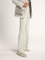 Women's Mid Star in silver laminated leather with dove gray star - Image 3