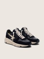 Men's Running Sole in black nappa leather and suede with a white star - Image 2
