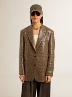 Women's houndstooth jacket with all-over sequin embroidery - Image 3