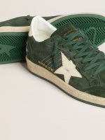 Men's Ball Star in green suede with white leather star and heel tab - Image 3