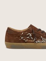 Women's Super-Star LTD in brown suede with tone-on-tone embroidered star and silver rhinestones - Image 5