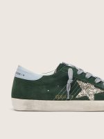 Women's Super-Star in green suede, silver glitter star and leather heel tab - Image 4