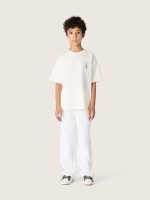 Kids' white cotton T-shirt with silver print - Image 3