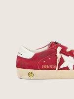 Junior Super-Star in red suede with white leather star and heel tab - Image 4
