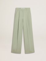 Women's pants in sage-green wool