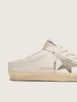 Women's Super-Star Sabots in white leather with Swarovski star - Image 4