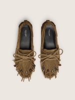 Women's Cruise loafer in khaki suede with fringe and multicolored beads - Image 3