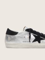 Women's Super-Star in silver leather with contrasting inserts - Image 5