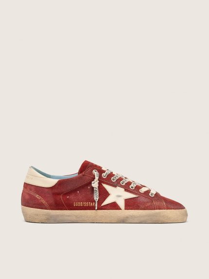 Men's Super-Star in red suede with cream leather star