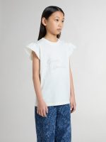 Girls' T-shirt with ruffled sleeves with lettering and embroidery - Image 2
