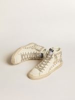 Slide with silver metallic leather star and leather flash with stars - Image 2