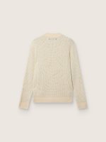 Men's crew-neck sweater in white merino wool with all-over crystals - Image 2