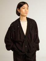 Women's black cardigan with shaded embroidery - Image 2
