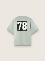 Unisex short-sleeved sweatshirt in green cotton with embroidery - Image 2