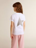 White and silver T-shirt with logo and maxi star in silver glitter - Image 5