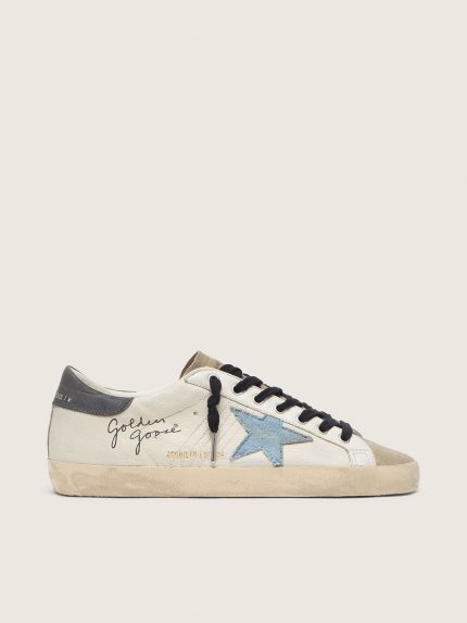 Super-Star in nappa leather with light blue suede star and gray leather heel tab