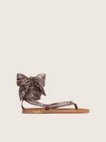 Women's flat sandals with gray paisley pattern and jewel detail - Image 6