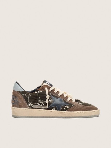 Women's Ball Star LAB in brown matelass�� velvet with rhinestones and black leather star