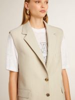 Women's khaki wool blend vest jacket - Image 5