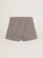 Women's gray mini shorts in houndstooth wool - Image 6