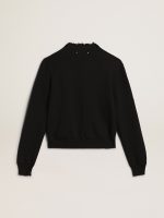 Women's round-neck sweater in dark blue cotton - Image 6