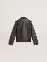 Boys' biker jacket in distressed leather - Image 6
