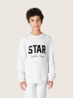 Boys' gray melange cotton sweatshirt with print and logo - Image 5
